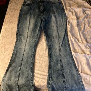 Dark Blue light wash Bell bottom jeans